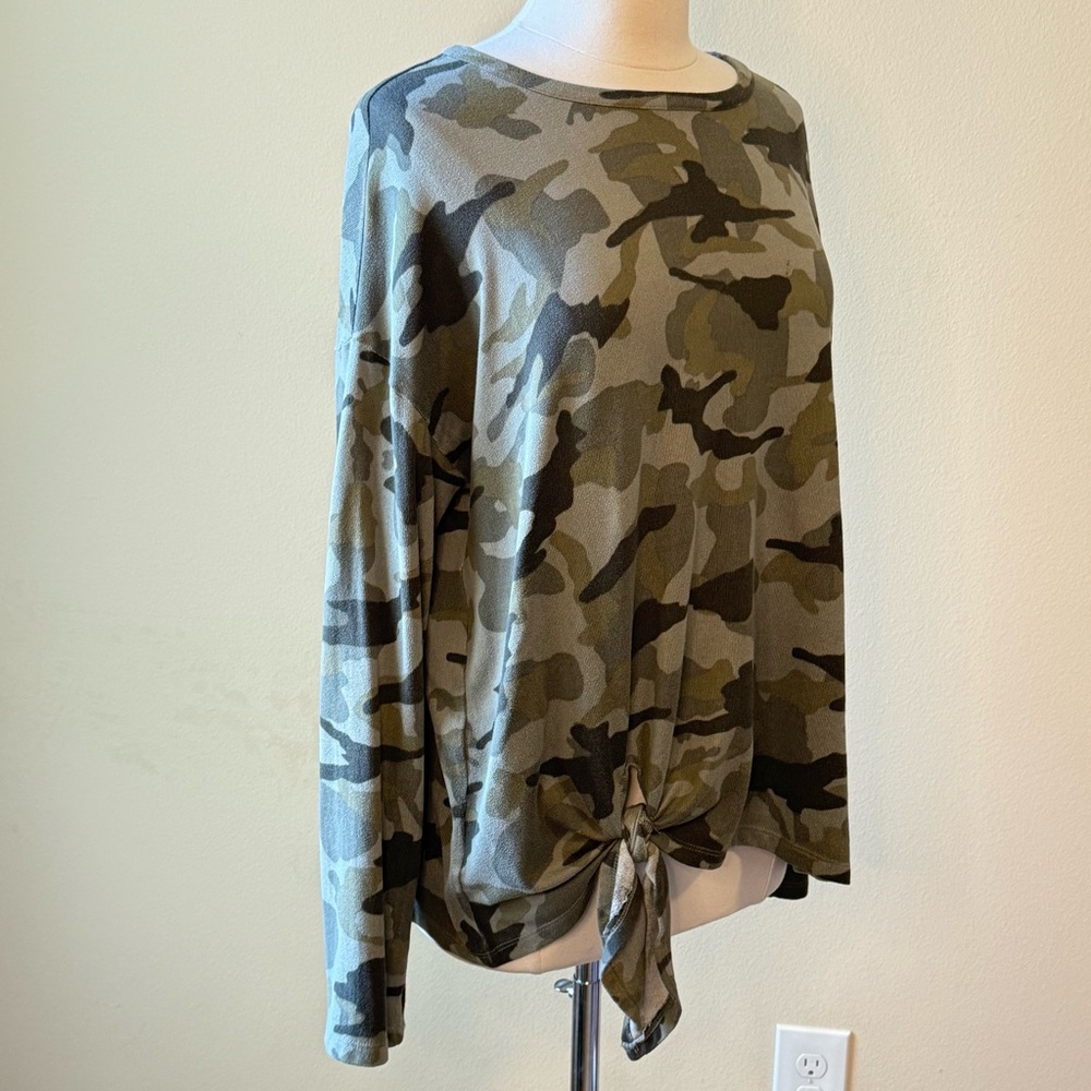 COMO VINTAGE Camo Lightweight Sweater Size XXL Tie Waist - Picture 4 of 7
